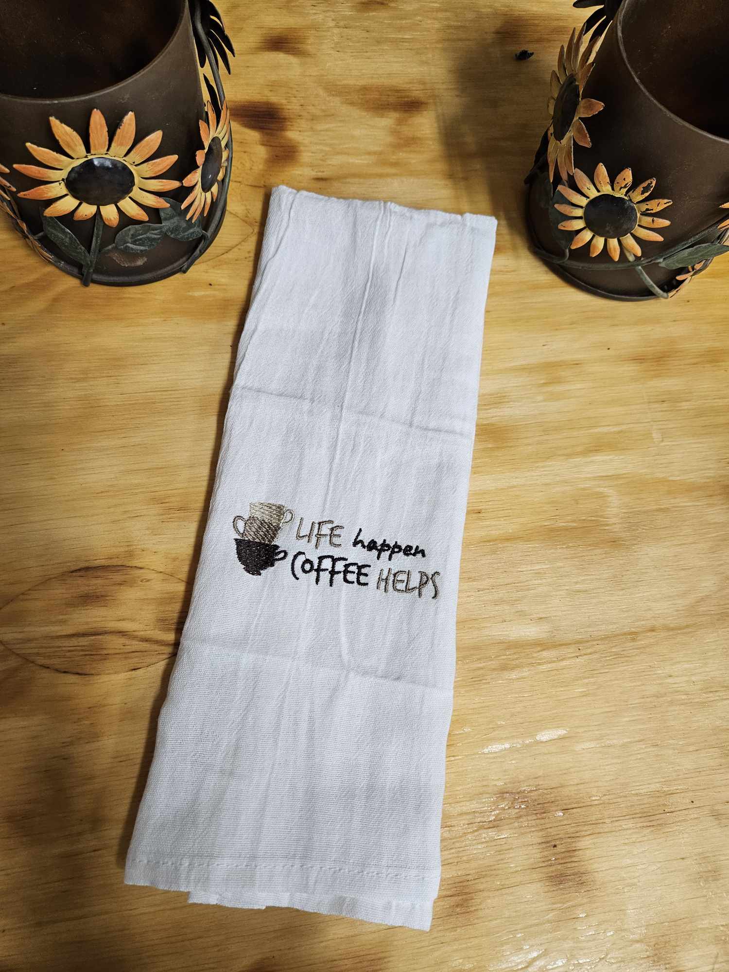 Embroidered Towel-Coffee-Life Happens